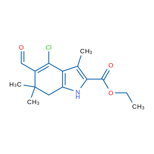 Ethyl 4-chloro-5-formyl-3,6,6-trimethyl-6,7-dihydro-1H-indole-2-carboxylate 1g