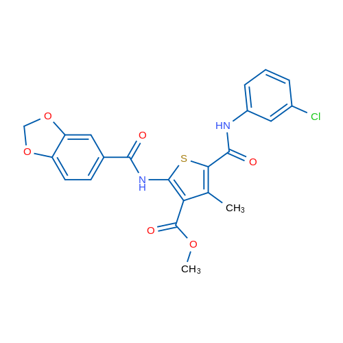 Methyl 2-(benzo[d][1,3]dioxole-5-carboxamido)-5-((3-chlorophenyl)carbamoyl)-4-methylthiophene-3-carboxylate 1g