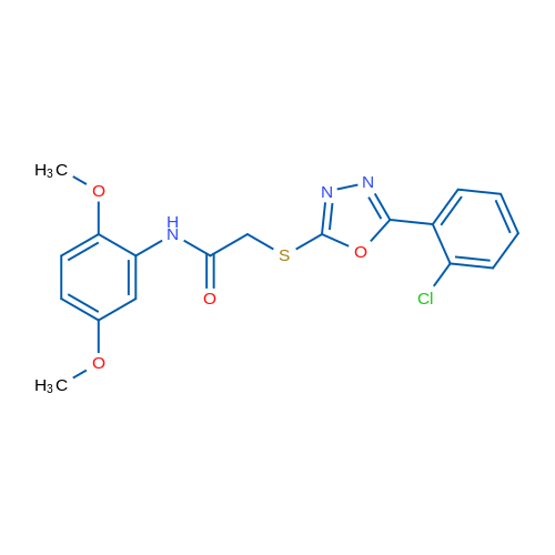 2-((5-(2-Chlorophenyl)-1,3,4-oxadiazol-2-yl)thio)-N-(2,5-dimethoxyphenyl)acetamide 1g