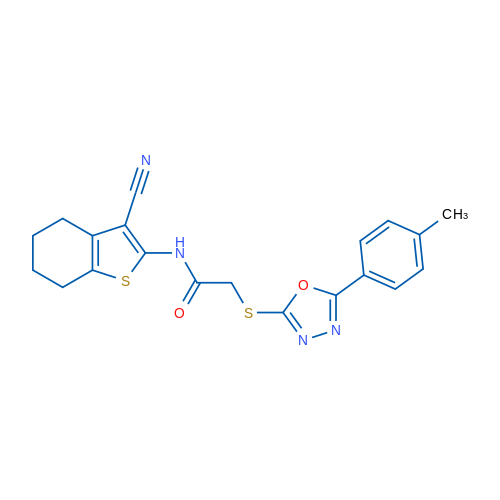 N-(3-Cyano-4,5,6,7-tetrahydrobenzo[b]thiophen-2-yl)-2-((5-(p-tolyl)-1,3,4-oxadiazol-2-yl)thio)acetamide 1g