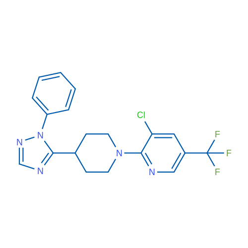 3-Chloro-2-[4-(1-phenyl-1H-1,2,4-triazol-5-yl)piperidin-1-yl]-5-(trifluoromethyl)pyridine 1g