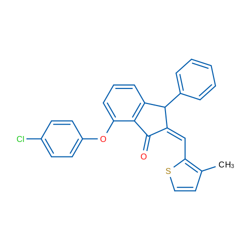 (2Z)-7-(4-Chlorophenoxy)-2-[(3-methylthiophen-2-yl)methylidene]-3-phenyl-2,3-dihydro-1H-inden-1-one 1g