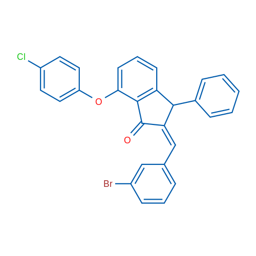 (2Z)-2-[(3-Bromophenyl)methylidene]-7-(4-chlorophenoxy)-3-phenyl-2,3-dihydro-1H-inden-1-one 1g