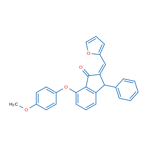 (2Z)-2-[(Furan-2-yl)methylidene]-7-(4-methoxyphenoxy)-3-phenyl-2,3-dihydro-1H-inden-1-one 1g