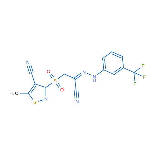 (E)-1-[(4-Cyano-5-methyl-1,2-thiazol-3-yl)sulfonyl]-N-[3-(trifluoromethyl)phenyl]methanecarbohydrazonoyl cyanide 1g