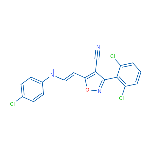 5-[(E)-2-[(4-Chlorophenyl)amino]ethenyl]-3-(2,6-dichlorophenyl)-1,2-oxazole-4-carbonitrile 1g