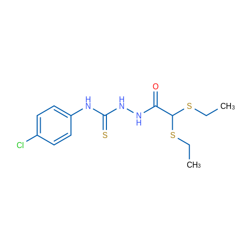 N-{[(4-chlorophenyl)carbamothioyl]amino}-2,2-bis(ethylsulfanyl)acetamide 1g
