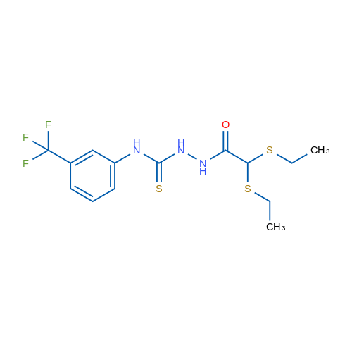 2,2-Bis(ethylsulfanyl)-N-({[3-(trifluoromethyl)phenyl]carbamothioyl}amino)acetamide 1g