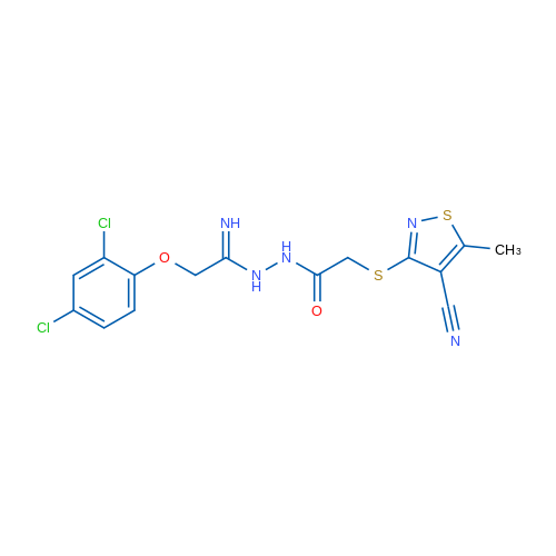 2-[(4-Cyano-5-methyl-1,2-thiazol-3-yl)sulfanyl]-N'-[2-(2,4-dichlorophenoxy)ethanimidoyl]acetohydrazide 1g