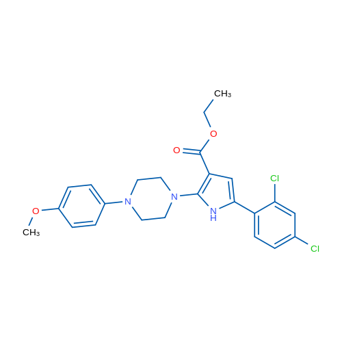 Ethyl 5-(2,4-dichlorophenyl)-2-[4-(4-methoxyphenyl)piperazin-1-yl]-1H-pyrrole-3-carboxylate 1g