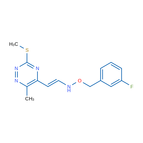 [(3-Fluorophenyl)methoxy][(E)-2-[6-methyl-3-(methylsulfanyl)-1,2,4-triazin-5-yl]ethenyl]amine 1g