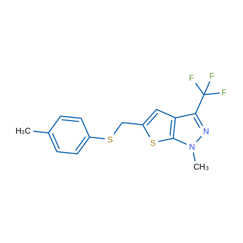 1-Methyl-5-{[(4-methylphenyl)sulfanyl]methyl}-3-(trifluoromethyl)-1H-thieno[2,3-c]pyrazole 1g