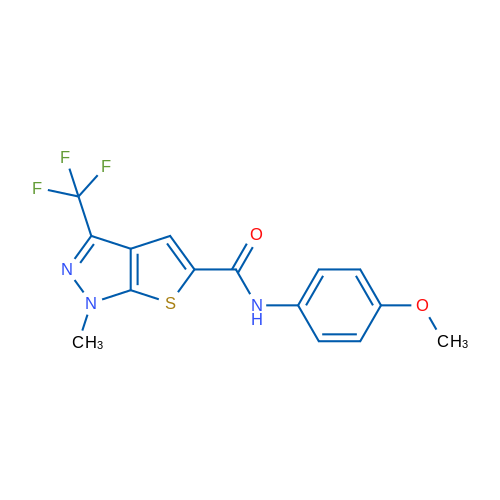 N-(4-Methoxyphenyl)-1-methyl-3-(trifluoromethyl)-1H-thieno[2,3-c]pyrazole-5-carboxamide 1g