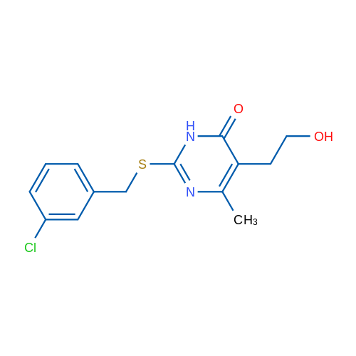 2-{[(3-chlorophenyl)methyl]sulfanyl}-5-(2-hydroxyethyl)-6-methyl-3,4-dihydropyrimidin-4-one 1g