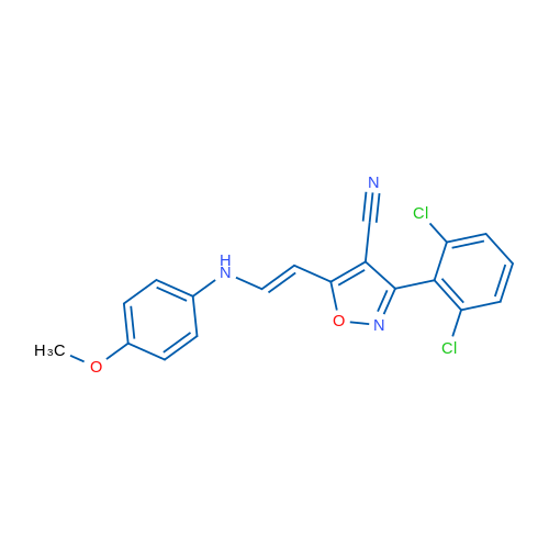 3-(2,6-Dichlorophenyl)-5-[(E)-2-[(4-methoxyphenyl)amino]ethenyl]-1,2-oxazole-4-carbonitrile 1g