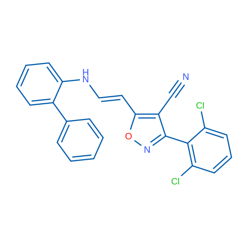 5-[(E)-2-({[1,1'-biphenyl]-2-yl}amino)ethenyl]-3-(2,6-dichlorophenyl)-1,2-oxazole-4-carbonitrile 1g