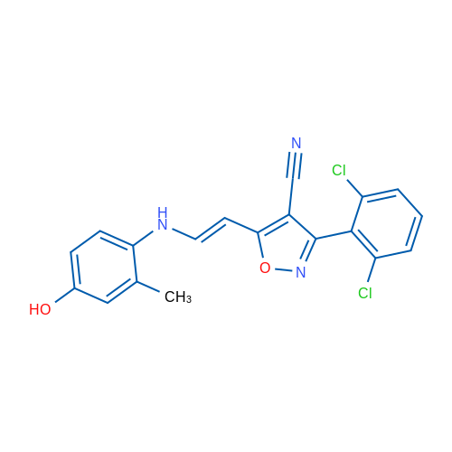 3-(2,6-Dichlorophenyl)-5-[(E)-2-[(4-hydroxy-2-methylphenyl)amino]ethenyl]-1,2-oxazole-4-carbonitrile 1g