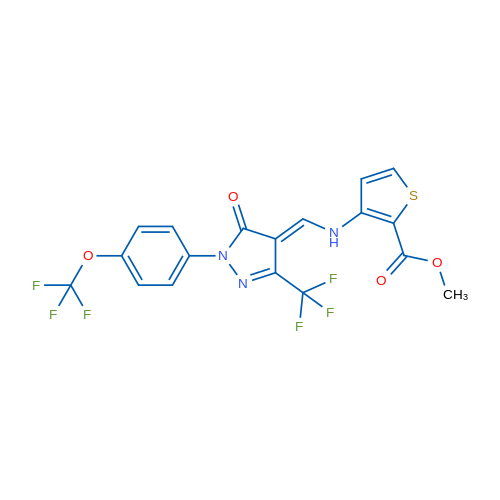 Methyl 3-({[(4E)-5-oxo-1-[4-(trifluoromethoxy)phenyl]-3-(trifluoromethyl)-4,5-dihydro-1H-pyrazol-4-ylidene]methyl}amino)thiophene-2-carboxylate 1g