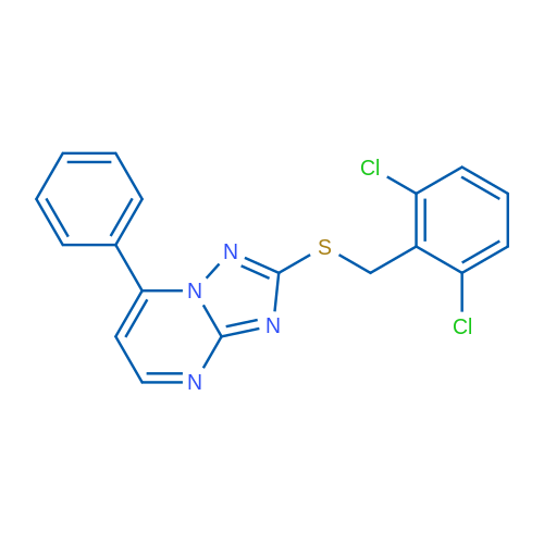 2-{[(2,6-dichlorophenyl)methyl]sulfanyl}-7-phenyl-[1,2,4]triazolo[1,5-a]pyrimidine 1g