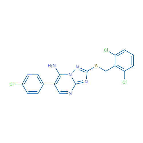 6-(4-Chlorophenyl)-2-{[(2,6-dichlorophenyl)methyl]sulfanyl}-[1,2,4]triazolo[1,5-a]pyrimidin-7-amine 1g