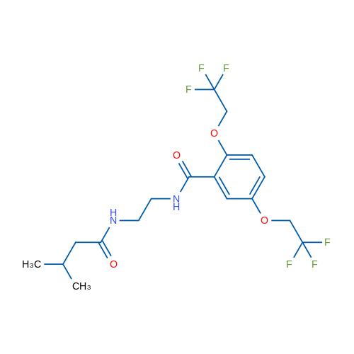 N-(2-{[2,5-bis(2,2,2-trifluoroethoxy)phenyl]formamido}ethyl)-3-methylbutanamide 1g