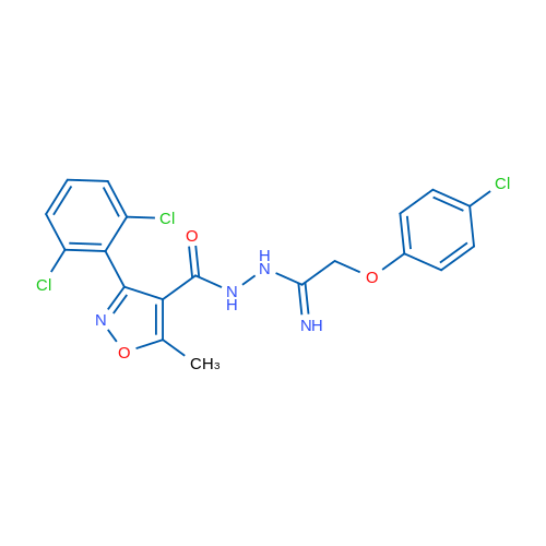 N'-[2-(4-Chlorophenoxy)ethanimidoyl]-3-(2,6-dichlorophenyl)-5-methyl-1,2-oxazole-4-carbohydrazide 1g