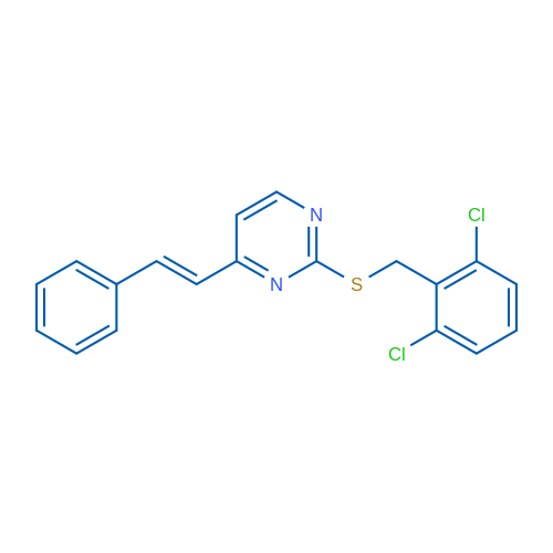 2-{[(2,6-dichlorophenyl)methyl]sulfanyl}-4-[(E)-2-phenylethenyl]pyrimidine 1g