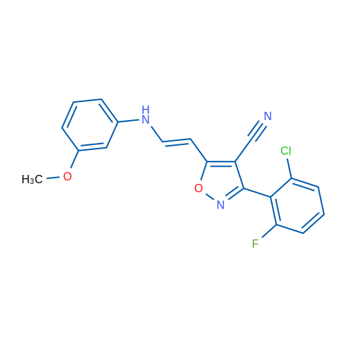 3-(2-Chloro-6-fluorophenyl)-5-[(E)-2-[(3-methoxyphenyl)amino]ethenyl]-1,2-oxazole-4-carbonitrile 1g