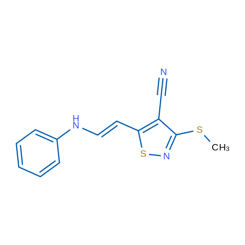 3-(Methylsulfanyl)-5-[(E)-2-(phenylamino)ethenyl]-1,2-thiazole-4-carbonitrile 1g