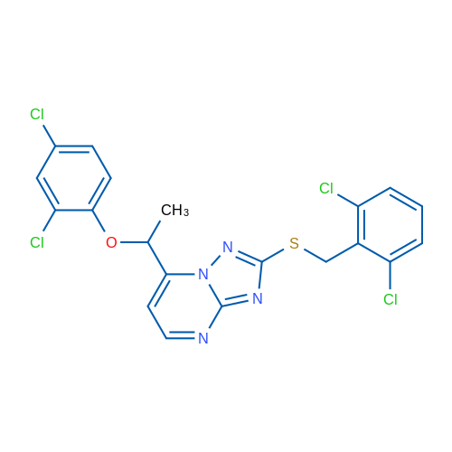 7-[1-(2,4-Dichlorophenoxy)ethyl]-2-{[(2,6-dichlorophenyl)methyl]sulfanyl}-[1,2,4]triazolo[1,5-a]pyrimidine 1g