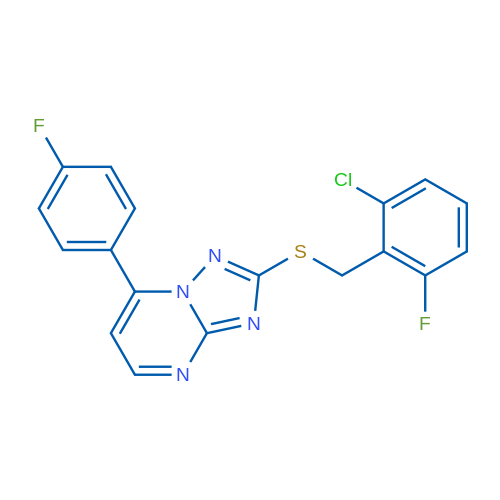 2-{[(2-chloro-6-fluorophenyl)methyl]sulfanyl}-7-(4-fluorophenyl)-[1,2,4]triazolo[1,5-a]pyrimidine 1g