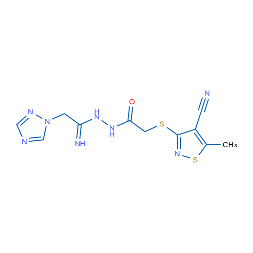 2-[(4-Cyano-5-methyl-1,2-thiazol-3-yl)sulfanyl]-N'-[2-(1H-1,2,4-triazol-1-yl)ethanimidoyl]acetohydrazide 1g
