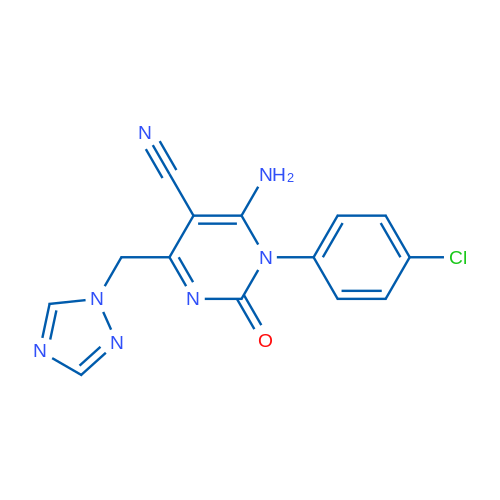 6-Amino-1-(4-chlorophenyl)-2-oxo-4-[(1H-1,2,4-triazol-1-yl)methyl]-1,2-dihydropyrimidine-5-carbonitrile 1g