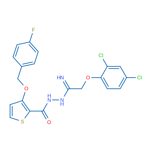 N'-[2-(2,4-Dichlorophenoxy)ethanimidoyl]-3-[(4-fluorophenyl)methoxy]thiophene-2-carbohydrazide 1g