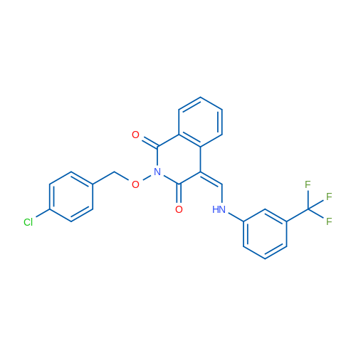 (4Z)-2-[(4-Chlorophenyl)methoxy]-4-({[3-(trifluoromethyl)phenyl]amino}methylidene)-1,2,3,4-tetrahydroisoquinoline-1,3-dione 1g