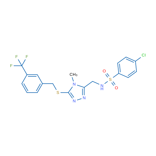 4-Chloro-N-{[4-methyl-5-({[3-(trifluoromethyl)phenyl]methyl}sulfanyl)-4H-1,2,4-triazol-3-yl]methyl}benzene-1-sulfonamide 1g