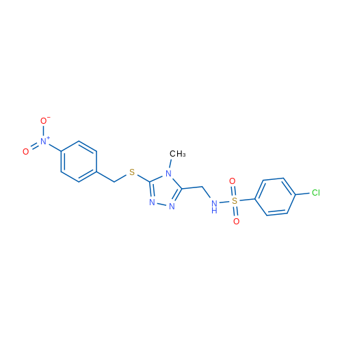 4-Chloro-N-[(4-methyl-5-{[(4-nitrophenyl)methyl]sulfanyl}-4H-1,2,4-triazol-3-yl)methyl]benzene-1-sulfonamide 1g