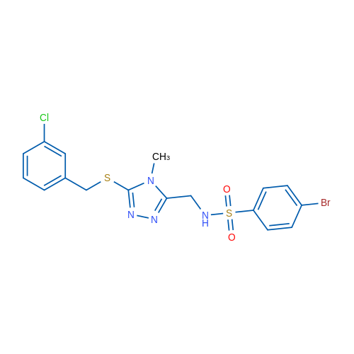 4-Bromo-N-[(5-{[(3-chlorophenyl)methyl]sulfanyl}-4-methyl-4H-1,2,4-triazol-3-yl)methyl]benzene-1-sulfonamide 1g