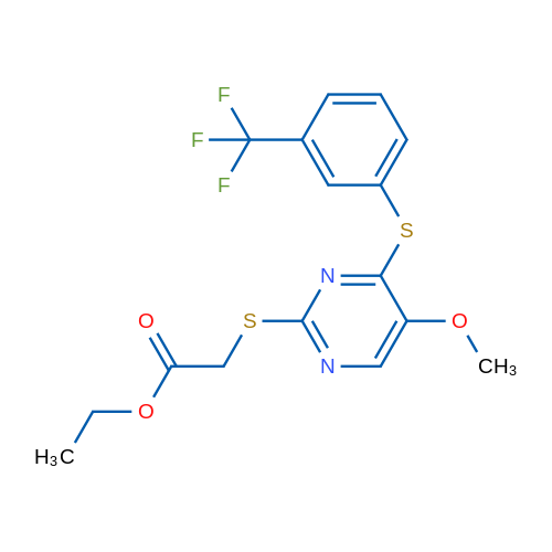 Ethyl 2-[(5-methoxy-4-{[3-(trifluoromethyl)phenyl]sulfanyl}pyrimidin-2-yl)sulfanyl]acetate 1g