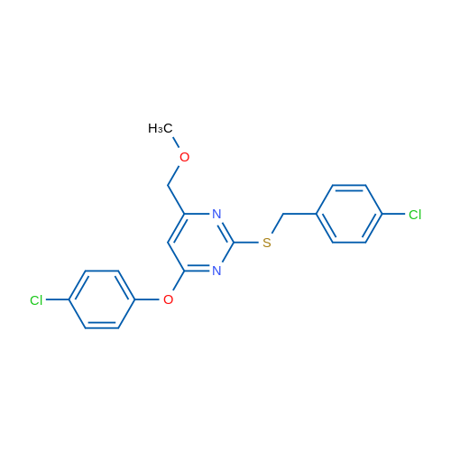 4-(4-Chlorophenoxy)-2-{[(4-chlorophenyl)methyl]sulfanyl}-6-(methoxymethyl)pyrimidine 1g