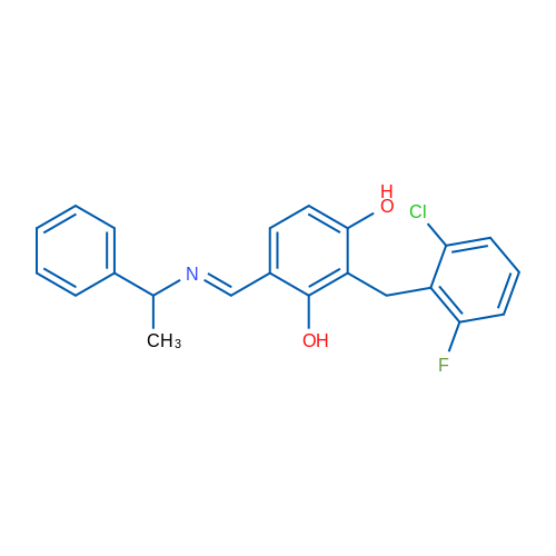 2-[(2-Chloro-6-fluorophenyl)methyl]-4-[(1E)-[(1-phenylethyl)imino]methyl]benzene-1,3-diol 1g