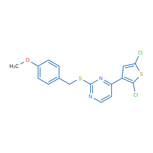 4-(2,5-Dichlorothiophen-3-yl)-2-{[(4-methoxyphenyl)methyl]sulfanyl}pyrimidine 1g