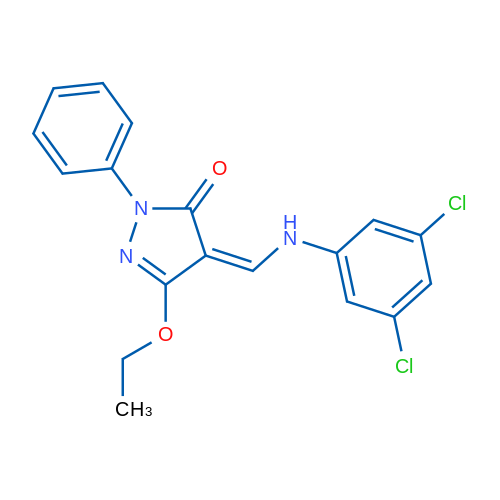 (4Z)-4-{[(3,5-dichlorophenyl)amino]methylidene}-3-ethoxy-1-phenyl-4,5-dihydro-1H-pyrazol-5-one 1g