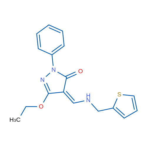 (4Z)-3-Ethoxy-1-phenyl-4-({[(thiophen-2-yl)methyl]amino}methylidene)-4,5-dihydro-1H-pyrazol-5-one 1g