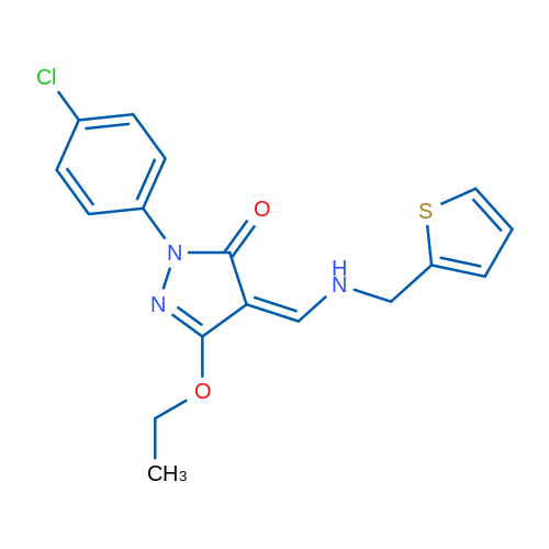 (4Z)-1-(4-Chlorophenyl)-3-ethoxy-4-({[(thiophen-2-yl)methyl]amino}methylidene)-4,5-dihydro-1H-pyrazol-5-one 1g