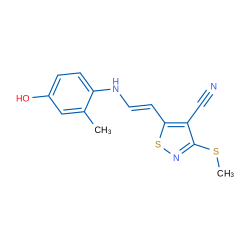 5-[(E)-2-[(4-Hydroxy-2-methylphenyl)amino]ethenyl]-3-(methylsulfanyl)-1,2-thiazole-4-carbonitrile 1g