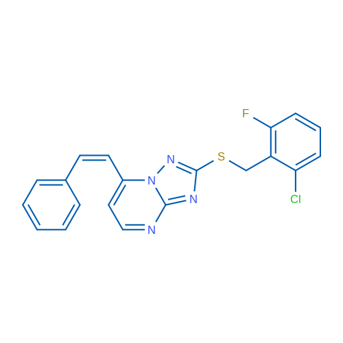 2-{[(2-chloro-6-fluorophenyl)methyl]sulfanyl}-7-[(Z)-2-phenylethenyl]-[1,2,4]triazolo[1,5-a]pyrimidine 1g