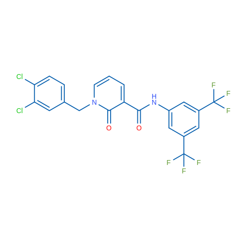 N-[3,5-Bis(trifluoromethyl)phenyl]-1-[(3,4-dichlorophenyl)methyl]-2-oxo-1,2-dihydropyridine-3-carboxamide 1g