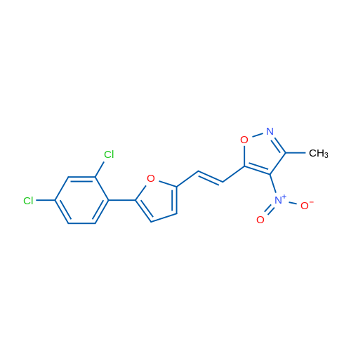 5-[(E)-2-[5-(2,4-Dichlorophenyl)furan-2-yl]ethenyl]-3-methyl-4-nitro-1,2-oxazole 1g