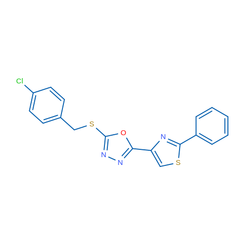 2-{[(4-chlorophenyl)methyl]sulfanyl}-5-(2-phenyl-1,3-thiazol-4-yl)-1,3,4-oxadiazole 1g